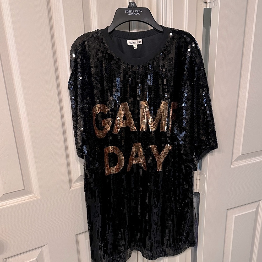 Black Sequin 'Game Day' T-Shirt dress